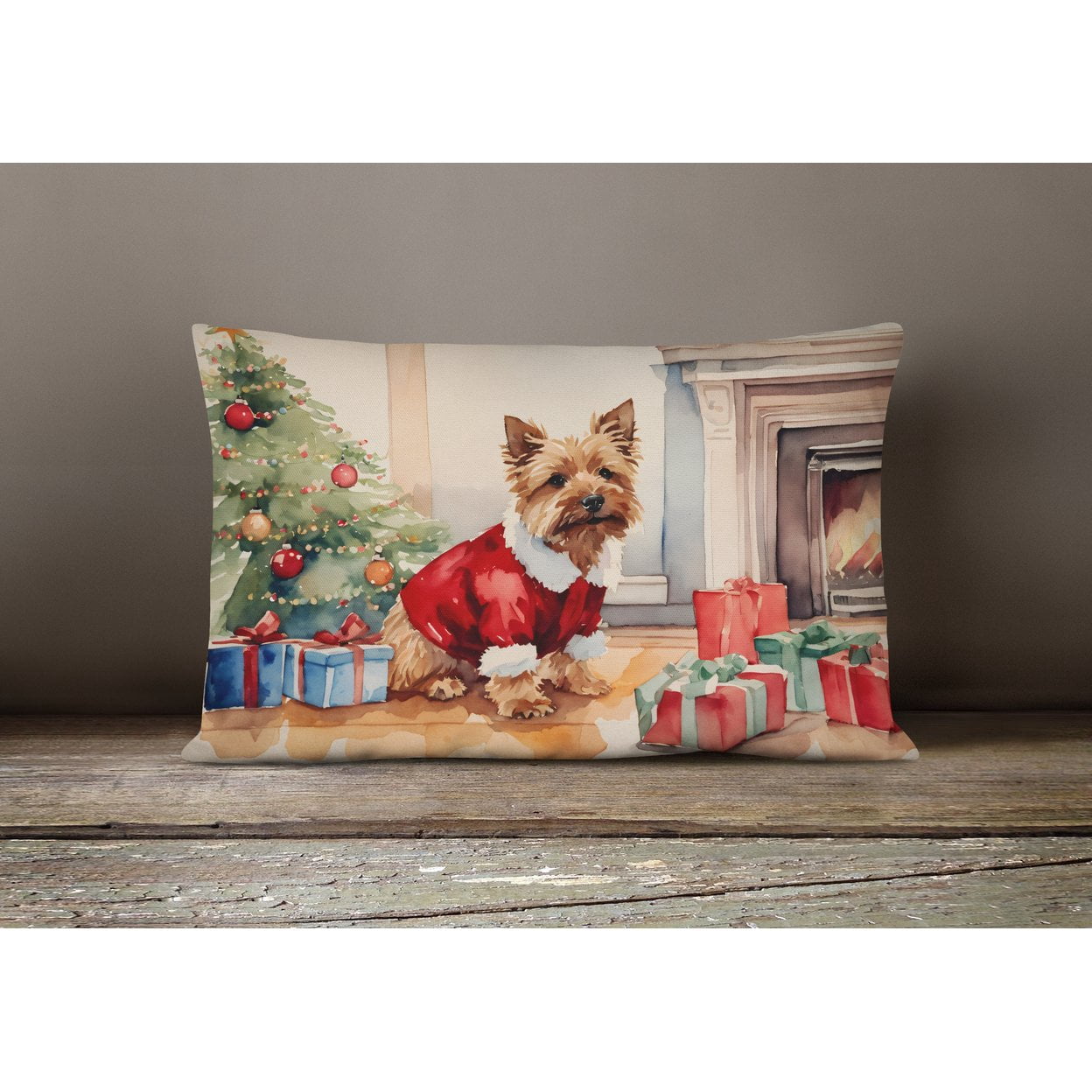 Norwich Terrier Cozy Christmas Throw Pillow 12 in x 16 in