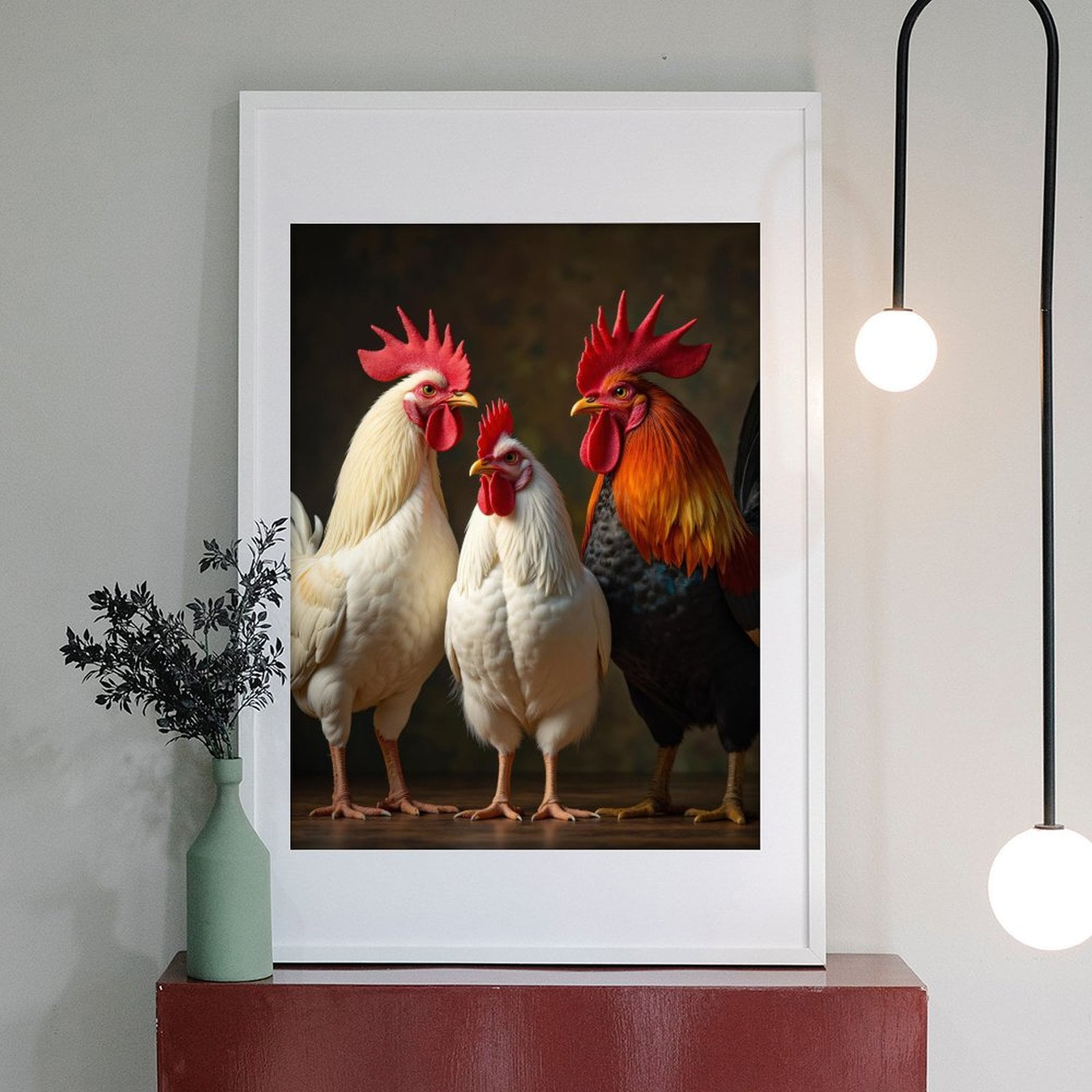 Diamond Art Kits for Adults - 5d Roosters Trio Red Feathers Diamond Painting for Adults, Diamond Art for Adults Beginners, Diamond Painting Kits for Adults for Home Wall Decor