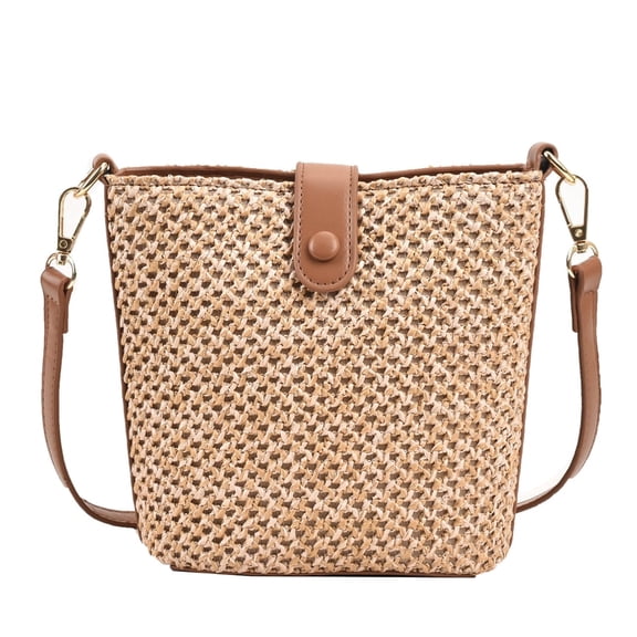 Straw Beach Bags for Women,summer purses for women 2026, Leather Straps Straw Clutch Purse Vacation, Ideal Summer Gift