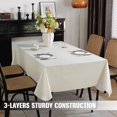 thumbnail image 2 of TRAHOO-Waterproof Vinyl Rectangle Tablecloth with Flannel Backing, Spillproof Stain Resistant Wipeable Pastic Table Cloth for Dining, Party and Outdoor Use (60" x 84", Off White), 2 of 4