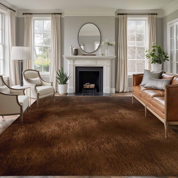 Rectangle Area Rugs 8 x 10 Ft, Retro Wooden Board Non-Slip Residential Carpet, Western Country Farmhouse Brown Wood Indoor Crawling Mats Runner Rugs for Living Room/Dining Room/Bedroom