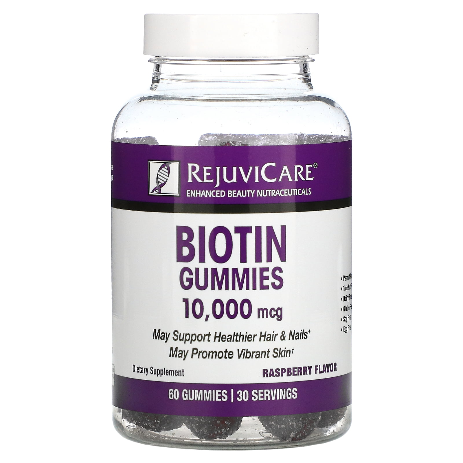 Biotin Gummies, Strawberry Flavor, 10,000 mcg, 60 Gummies