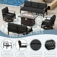 thumbnail image 5 of ASJMR 2PCS Aluminum Armrest Sofa with 2 Swivel Rocking Chairs & 45" Fire Pit Table & Glass Top Table,Outdoor Patio Furniture Conversation Set,Black, 5 of 7