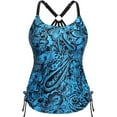 thumbnail image 6 of TOWED22 Womens Blouson Tankini Top Only Loose Fit Swim Top No Bottom Modest Swimsuit Top-Navy,XXL, 6 of 8