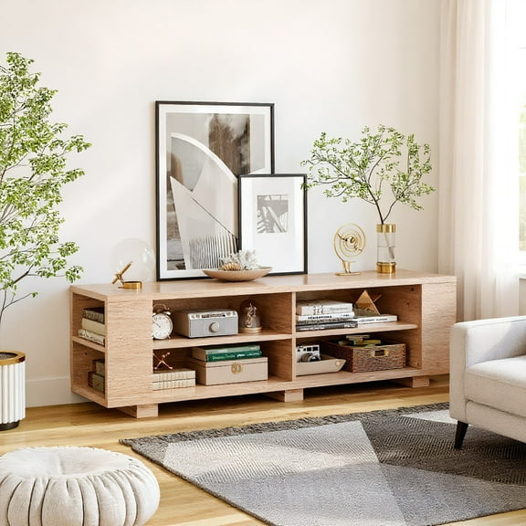 Resenkos Entertainment Centers,TV Stands,TV Stand Modern Wood Storage Console Entertainment Center-Natural