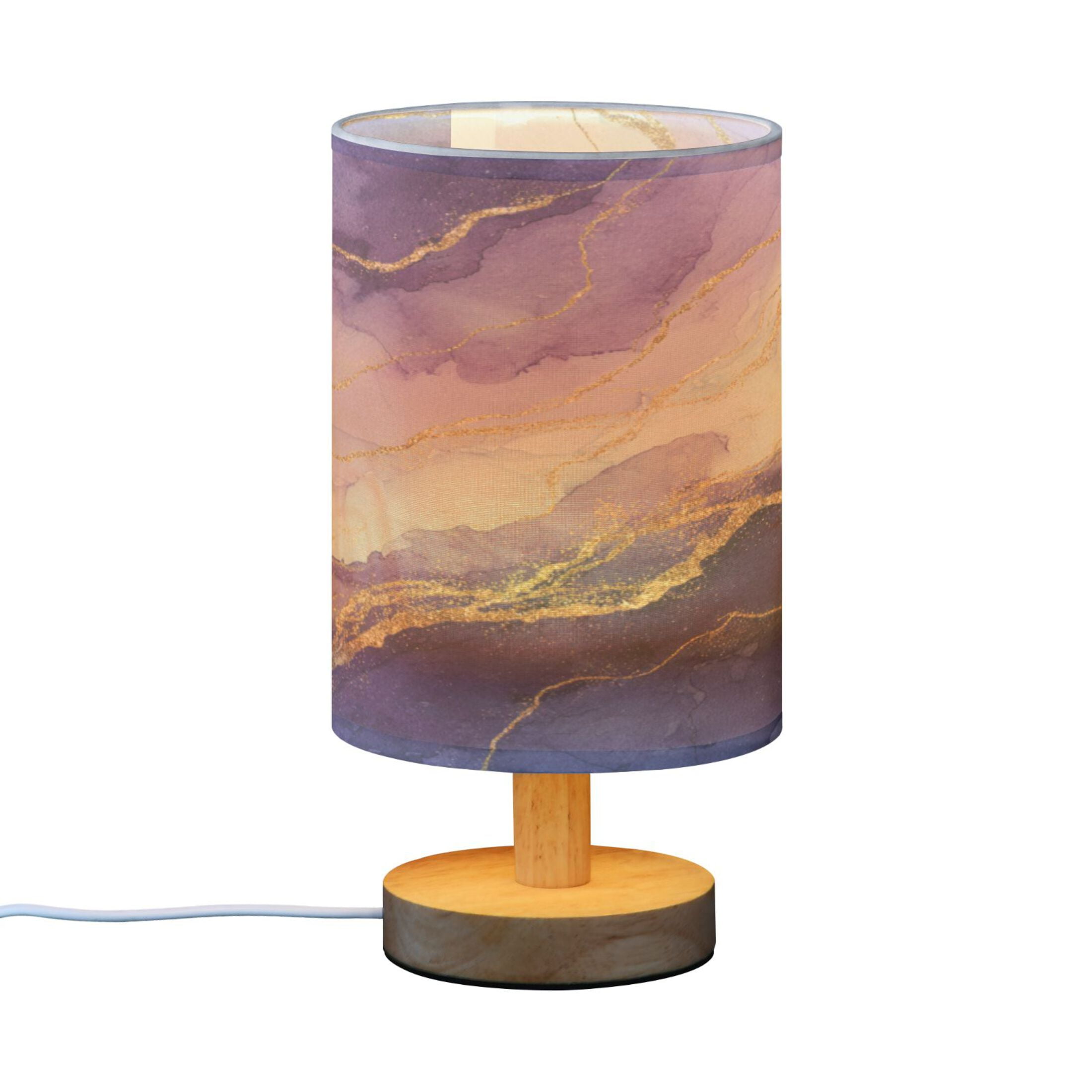 RMDQTR LED Push-Button Switch Warm-Tone Desk Lamp Plug-and-Play No Assembly Required Abstract Dark Purple Marble