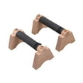 thumbnail image 2 of DimyFew 2 Pieces Wood Push up Bars Bracket Parallettes Bar for Fitness Floor Workout Khaki L, 2 of 9