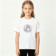 thumbnail image 2 of Cute Dolphin Girls Graphic Tee, Funny Cartoon Sea Animal Ocean 100% Cotton Kids Short Sleeve T-Shirt, 2 of 5