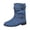 Navy, variant on Women's Slouch Mid‑Calf Boots, Adjustable Strap Faux Denim Boots, Round Toe Classic Outdoor Daily Walking Boots Blue
