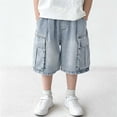 thumbnail image 4 of ZOYOEN Boys Denim Shorts with Big Pockets- Elastic Waist Baggy Casual Fashion Kids Cargo Jean Shorts Blue Size 5-14, 4 of 8