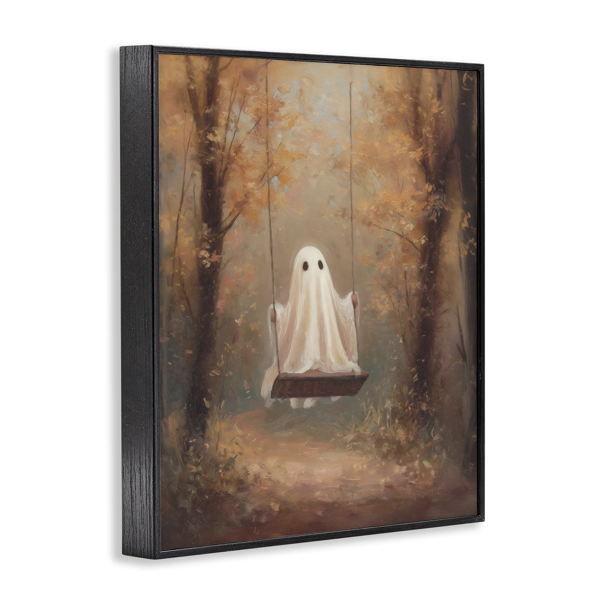 Eerie Swinging Ghost Black Framed Giclee Art, design by Arlington Prints