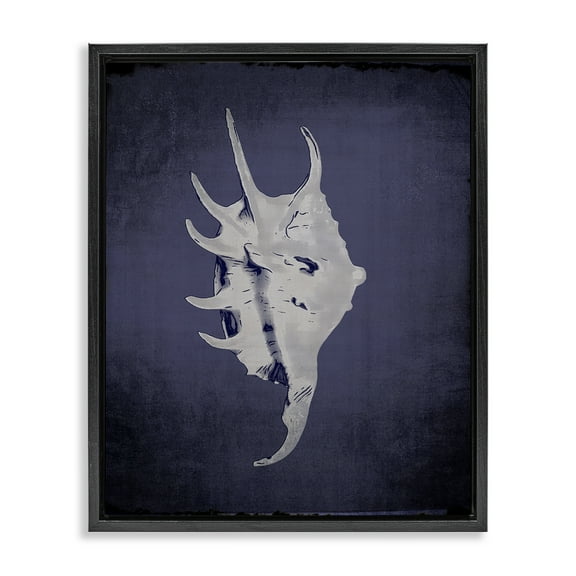 Stupell Industries Spider Conch on Indigo Nautical & Beach Painting Black Floater Framed Canvas Art Print Wall Art, 17 x 21