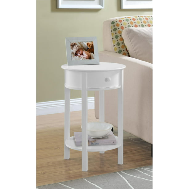 Ameriwood Home Round End Table White, Small White End Table Round