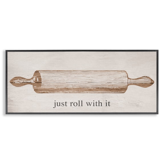 Stupell Industries Farmhouse Just Roll With It Phrase Black Framed Giclee Art, 24 x 10, by Lil' Rue