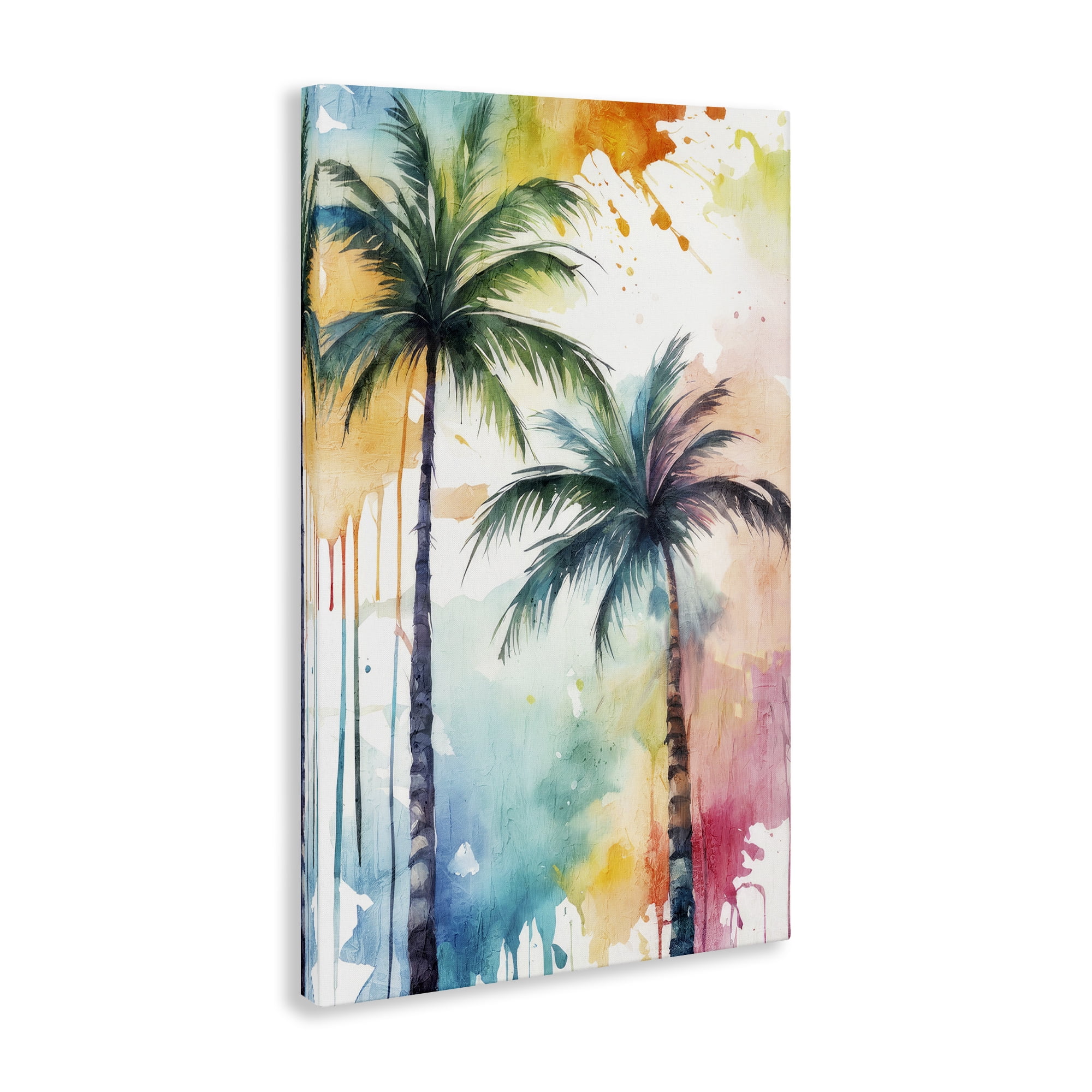 Stupell Industries Paint Splash Palms Botanical & Floral Painting Gallery Wrapped Canvas Art Print Wall Art, 16 x 24