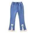 thumbnail image 5 of Zshosam Jean Leggings for Girls Girls Wide Leg Jeans Denim Elastic Waisit Baggy Ripped Distressed Pants Size 12T 13T,(Blue 12-13 Years), 5 of 5