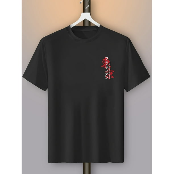 Camiseta de manga corta con estampado de dragón para hombre - Cuello redondo informal, algodón elástico y transpirable, ideal para el verano, con un llamativo diseño de dragón japonés, ideal para el f