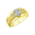 thumbnail image 3 of RYLOS Men's Rings 14K Yellow Gold Ring Classic Designer Style 8X6MM Oval Gemstone & Diamond Ring White Topaz Birthstone Rings For Men Size 11, 3 of 7