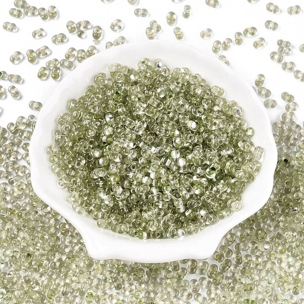 Baking Paint Transparent Glass Seed Beads Silver Lined Peanut Dark Sea Green 5.5~6.5x3.5~4x3~3.5mm Hole: 1.2~1.4mm 4500pcs/pound