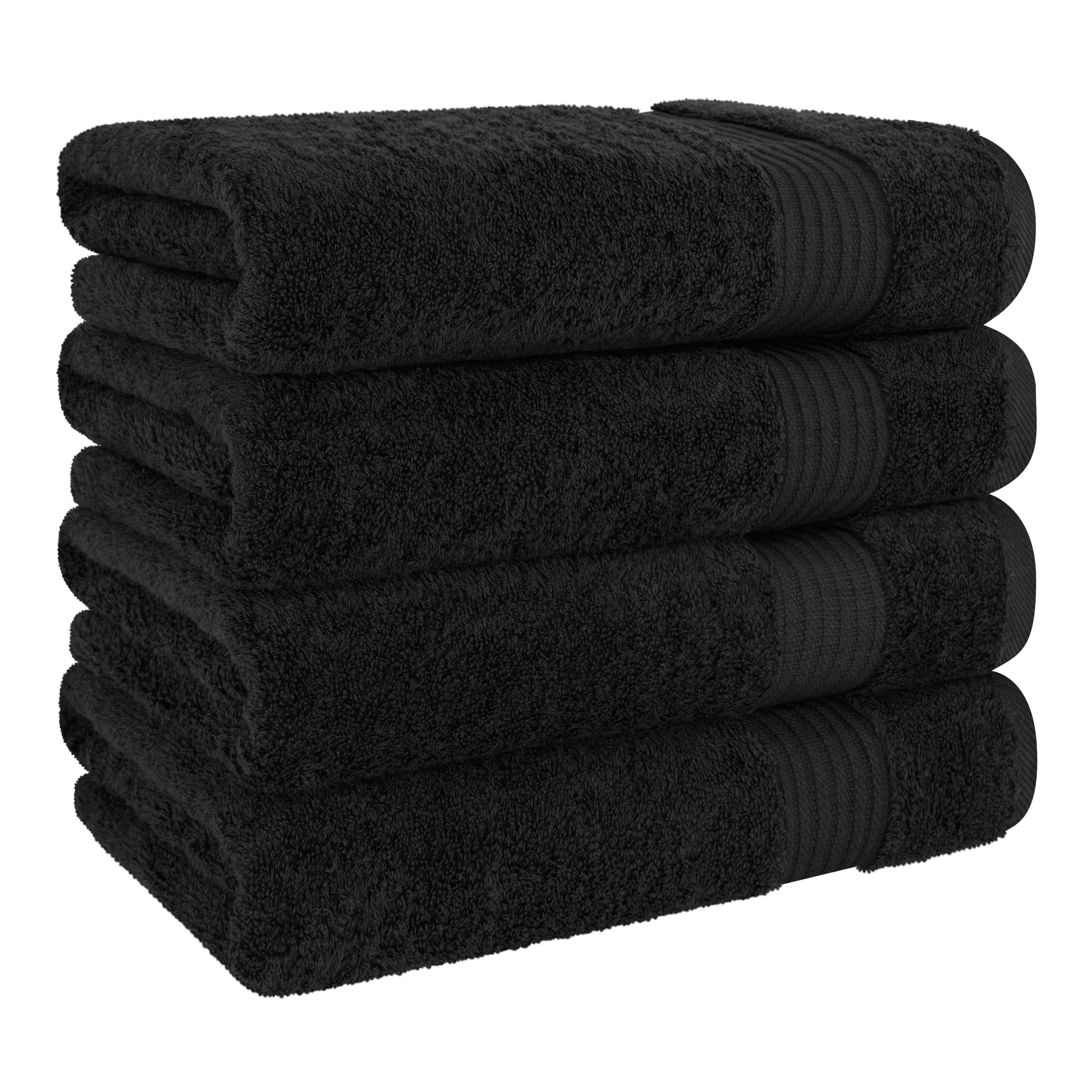 Cotton Paradise 100% Cotton 4 Piece Turkish Bath Towel Set, Soft Plush Towels Clearance Bathroom Set, Black