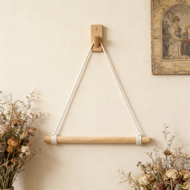 Organizador de Almacenamiento de Pinzas para El Pelo de Animales de Madera – Colgante de Cuerda para Decoración de Pared, Bloques de Madera Maciza con Múltiples Ranuras para Tarjetas, Organización De