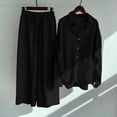 thumbnail image 3 of Baqcunre Women's 2-Piece Vintage Plus-Size Cotton and Linen Shirt and High-Waisted Pant Set,Color Black,Size 3XL-5XL, 3 of 4
