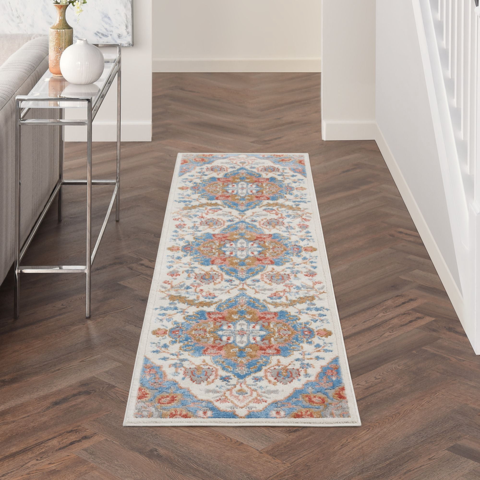 Nourison Elation Traditional Persian Ivory Blue Area Rug