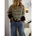 thumbnail image 6 of Women's Oversized Crew Neck Sweater Long Sleeve Knit Pullover Cozy Fall Tops Casual Loose Knitwear Yellow S, 6 of 7