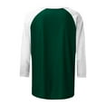 thumbnail image 5 of VALMASS Women 3/4 Sleeve Crewneck Shirts White Raglan Sleeve Solid Color Tunic Tee Casual Pullover T-Shirts (S, Dark Green), 5 of 5