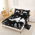 thumbnail image 2 of Homewish Happy Botanical Halloween Ghost Queen Sheets,Twin Leaf Print Queen Sheet Sets,Black White,4pcs,1 Flat Sheet,1 Fitted Sheet and 2 Pillowcases, 2 of 6