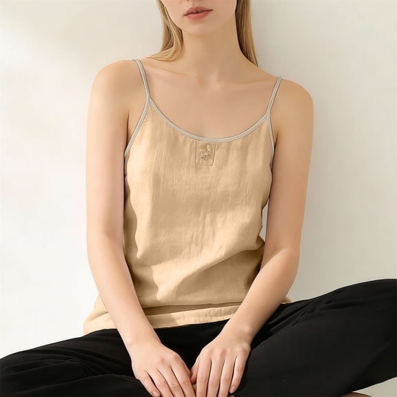 Endives Womens Tank Top Sleeveless Shirt Thin Strap Crew Neck Camisole Slimming Flared Top Daily Wear Outerwear