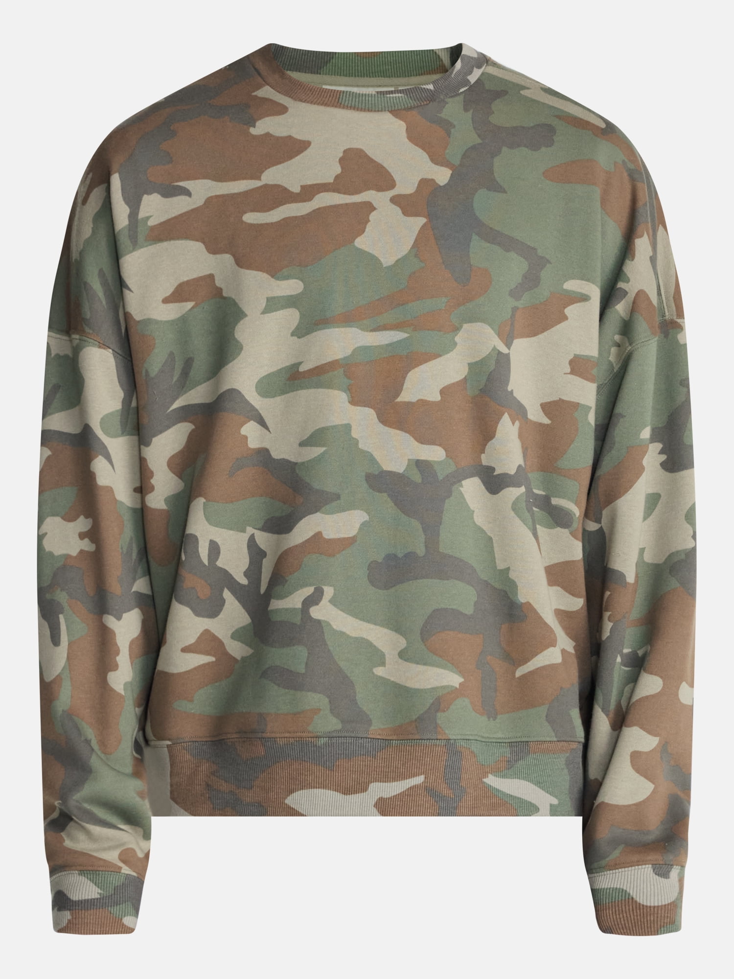 No Boundaries Crewneck Fleece Sweatshirt with Long Sleeves, Men's XS-4XLT