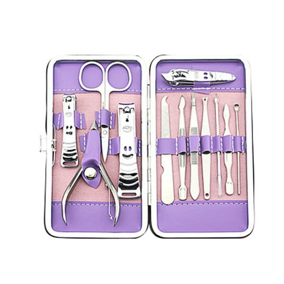 12 Pcs Nail Clipper Travel Set Stainless Steel Nail Manicure Kit Nail Scissors Grooming Kit with Storage Case
