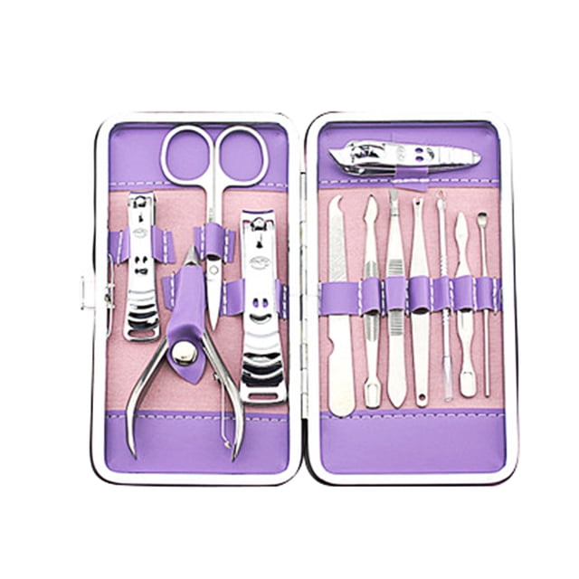 12 Pcs Nail Clipper Travel Set Stainless Steel Nail Manicure Kit Nail Scissors Grooming Kit with Storage Case