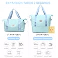 thumbnail image 2 of DAKIMOE Weekender Bags for Women, Travel Bag Carry on Gym Bag, Travel Duffle Bag with Wet Dry Pocket/Front Phone Pocket/Trolley Sleeve Pocket, Light Blue, 2 of 9
