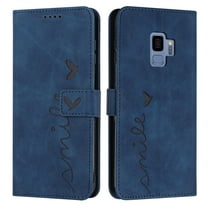 for Samsung Galaxy S9 Soft PU Leather Wallet Case, Magnetic Flip Folio Cover with Wrist Strap Card Slots Kickstand Case for Samsung Galaxy S9 (5.8 inch),Blue