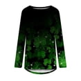thumbnail image 4 of jsaierl T-Shirts de la Saint-Patrick pour Femmes Manches Longues Décontractées Trèfle Graphique Col Rond Irlandais Mode 2024 Hauts Tunique Douce T-Shirt Blouse Cadeau pour Femmes, 4 of 5