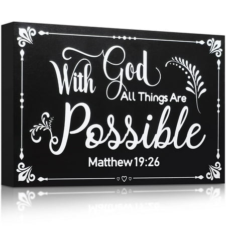 

Yulejo with God All Things are Possible Sign Wall Hanging Decoration Wooden Wall Decor Religious Scr
