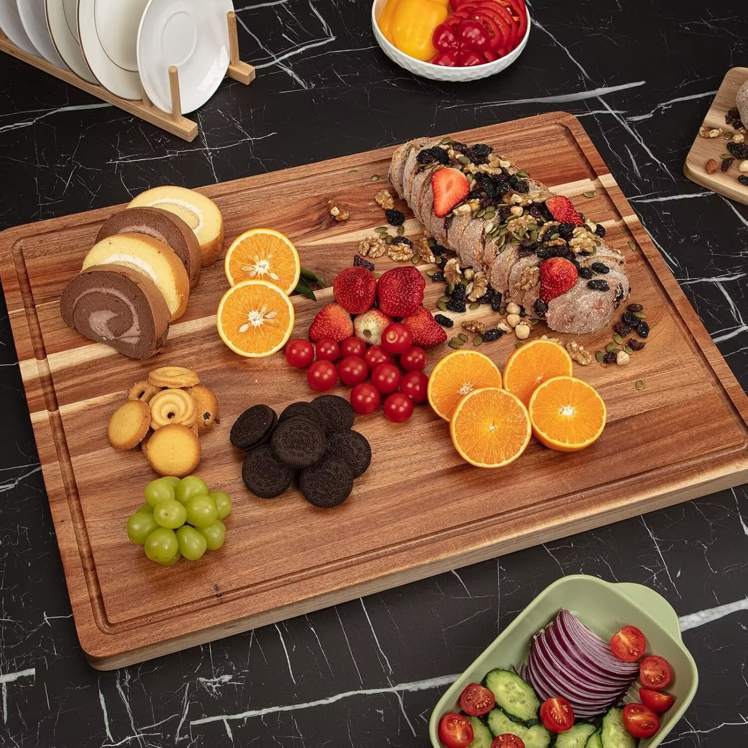 Garvee Cutting Boards 1.5" Thicker, 20"x15" Extra Large Acacia Wooden Cutting Board for Kitchen, Edge Grain Wood Chopping Board with Juice Groove for Meat & Cheese, 2 Pack