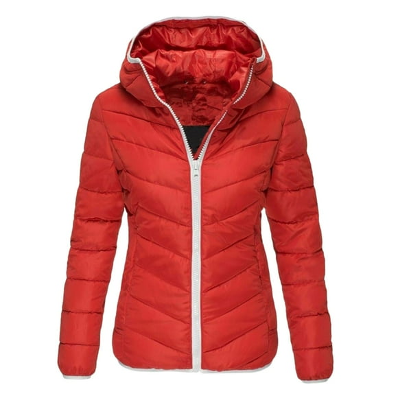 Outfmvch Puffer Jacket Womens Winter Coats For Women Women'S Winter Jacket Quilted Jacket Hooded Cotton Coat Long Sleeve Jackets Outwear Womens Winter Coats Red 2Xl