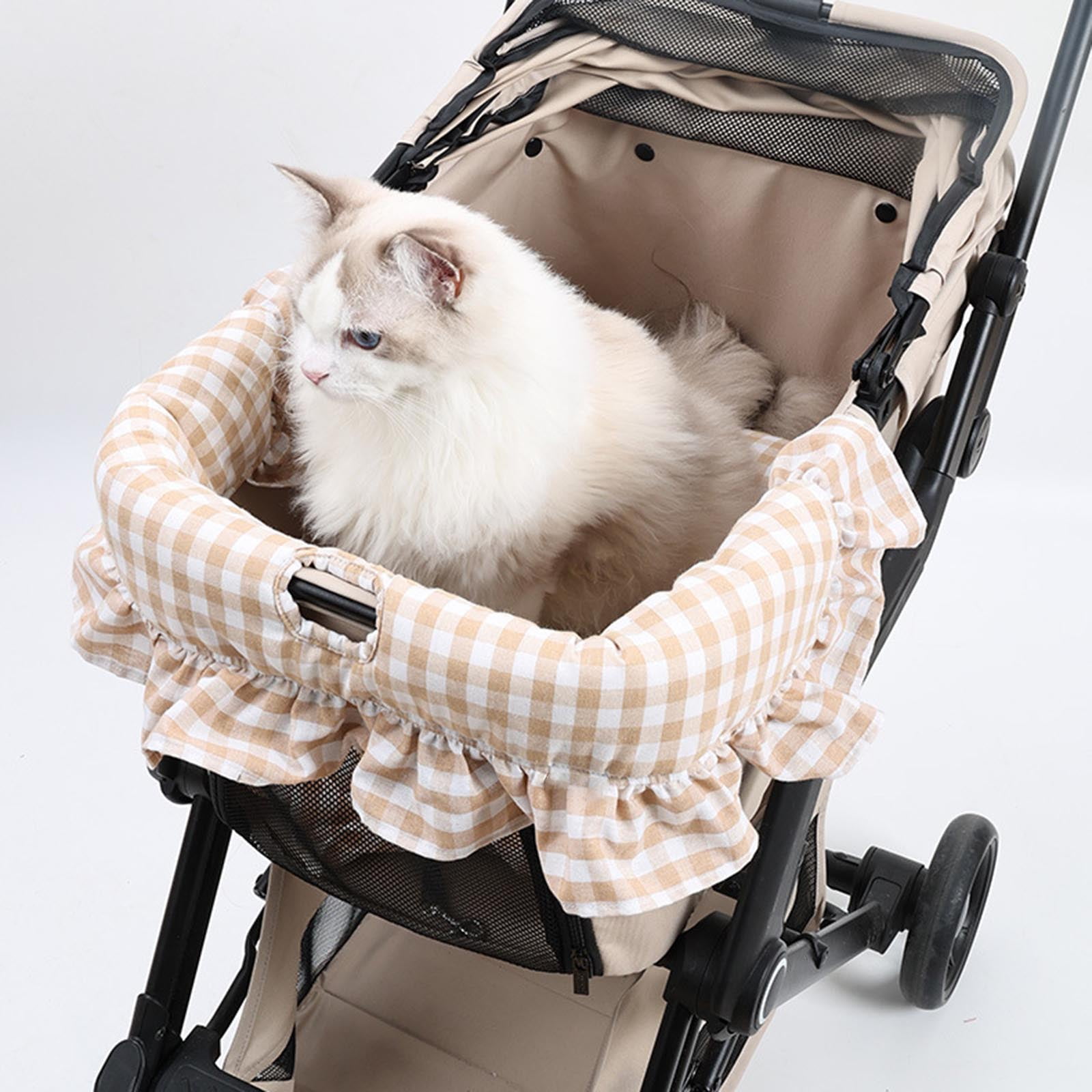 Pet Bed Warming Pad Strollers Mat for Outdoor Use Polyester Fabric Easy to Clean Dry Quick Pushchair Cushion for Travel
