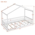 thumbnail image 2 of Twin Size Wooden House Bed, Montessori Bedframe with Fence and Roof, Floor Bed for Girls Boys Teens, Saving Space, 2 of 7