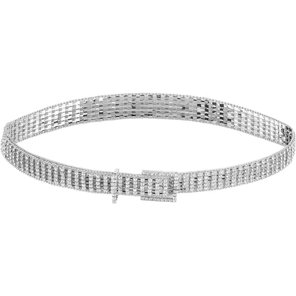 41.34 Inch Silver Rhinestone Square Buckle Belt Glitter Full 5 Row Waist Chains Shiny Alloy Sparkle Jewelry Wide Belts for Women Coat Overcoat Decor Party Wedding Daily Wear Summer