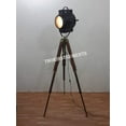 thumbnail image 2 of COLLECTIBLE BLACK SPOT LIGHT LAMP LIGHTING FLOOR NTIQUE BRASS BROWN WOOD TRIPOD STAND, 2 of 4