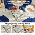 thumbnail image 6 of 5-Piece 36" Square Glass Dining Table for 4, Clear Tempered Glass Top & stainless steel Metal Legs Dining Table with Dining Chairs for Dining Room, Kitchen, Meeting Room, 6 of 9