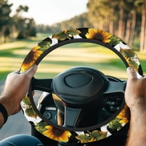 Jeiento Sunflower Golf Cart Steering Wheel Cover 13.5 Cow Print Golf Cart Steering Wheel Covers Auto Steering Wheel Cover Protector Boat Steering Wheel Cover Machine Washable