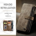 thumbnail image 6 of Wallet Case for iPhone 14 Pro 6.1 inch, Premium Handmade PU Leather Phone Case Card Slots Magnetic Closure Zipper Pocket Kickstand Flip Case with Hand Strap - Vintage Brown, 6 of 14