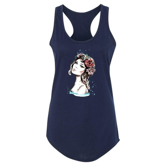 Young Woman With Floral Wreath Tank Women -Image by Shutterstock, Female x-Small