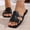 Black, variant on Women's Cutout H-Band Square Toe Flat Slide Sandals, Slip-On Casual Summer Mules Beach Shoes Sky Blue 9.5
