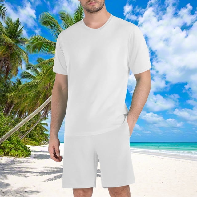 Weiqiqre Ensemble 2 Pcs pour Hommes T-Shirt à Manches Courtes Col Rond et Shorts à Cordon de Serrage Survêtement